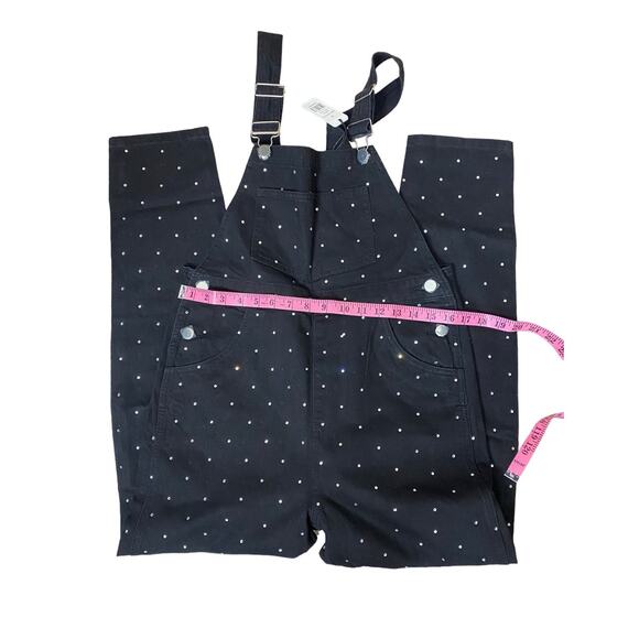 WEWOREWHAT Basic Crystal Embellished Black Overalls NEW Size Small - Picture 5 of 12